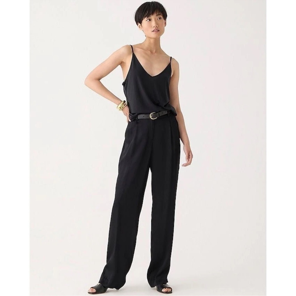 J. Crew Pants Black Women 2 Straight-leg essential luster crepe Classic BT428